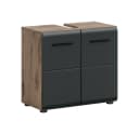 furnling Waschbeckenunterschrank Ivy Schwarz Matt Nox Oak 2 Türen Bild 2