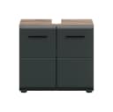 furnling Waschbeckenunterschrank Ivy Schwarz Matt Nox Oak 2 Türen Bild 3