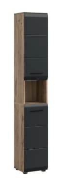 furnling Hochschrank Ivy 1 offenes Fach, 2 Türen, 6 Fächer, Höhe 185 cm, Nox Oak/schwarz matt Bild 2