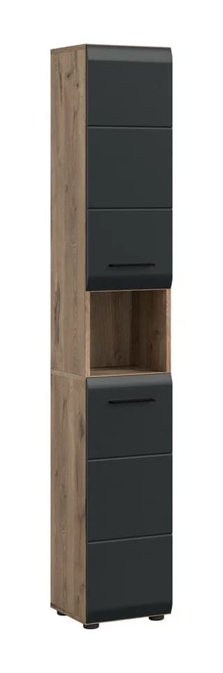 furnling Hochschrank Ivy 1 offenes Fach, 2 Türen, 6 Fächer, Höhe 185 cm, Nox Oak/schwarz matt - Bild 2