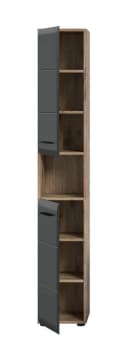 furnling Hochschrank Ivy 1 offenes Fach, 2 Türen, 6 Fächer, Höhe 185 cm, Nox Oak/schwarz matt Bild 3
