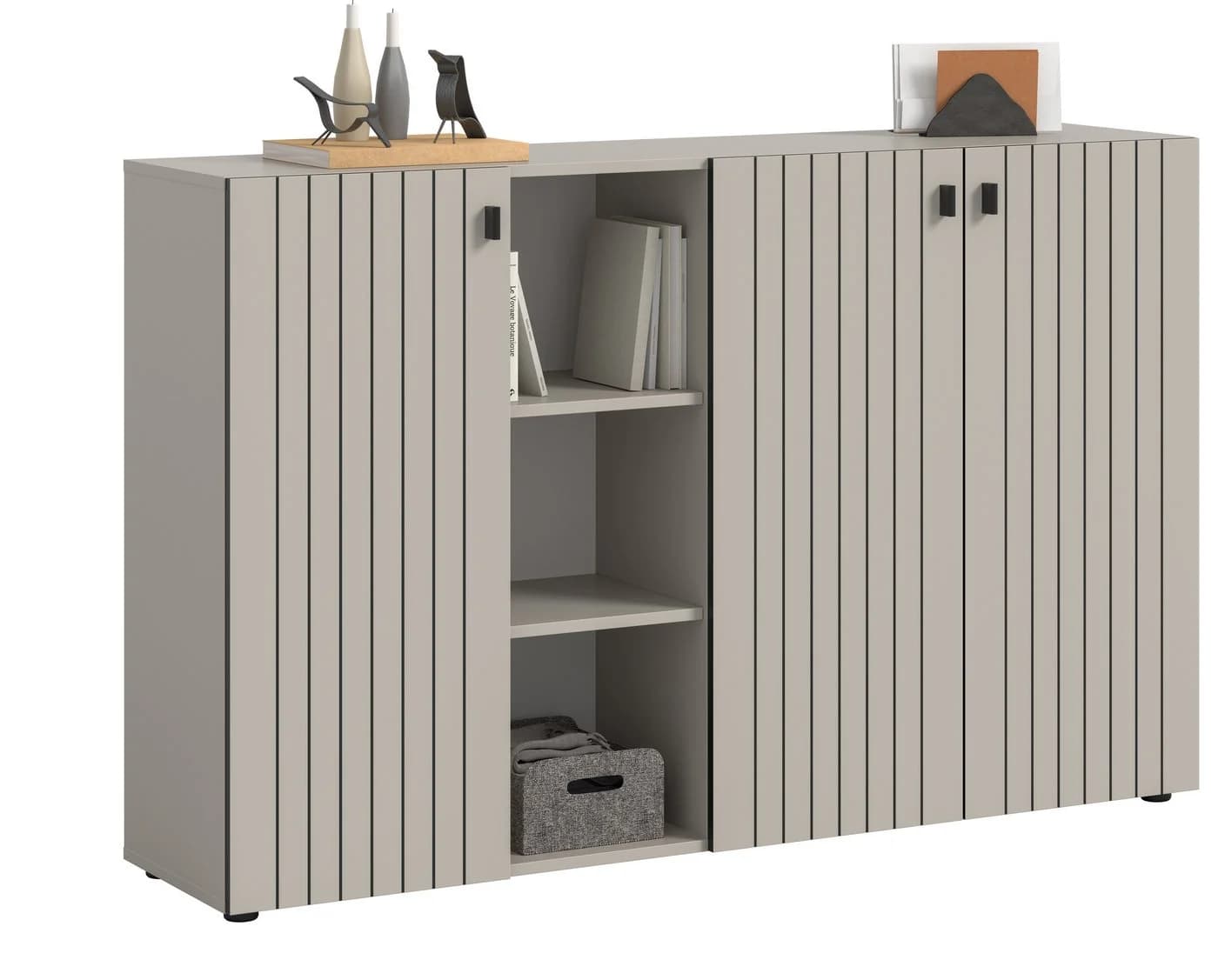 furnling Schuhkommode Stalon Grau 9 Fächer Paneeloptik - Bild 2