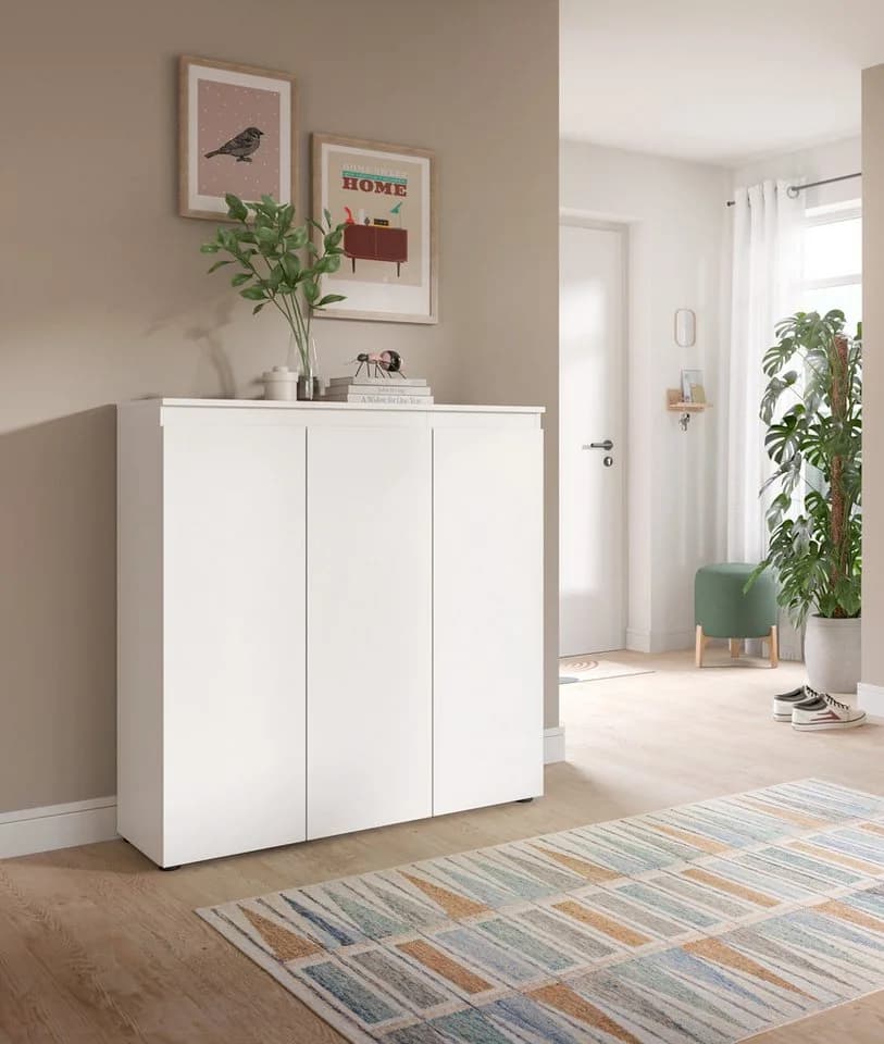 furnling Kommode Sarca 3 Türen 10 Fächer Weiß