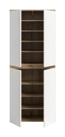 furnling Mehrzweckschrank Sarca 4 Türen 9 Fächer Kleiderstange Weiß Eiche Bild 3