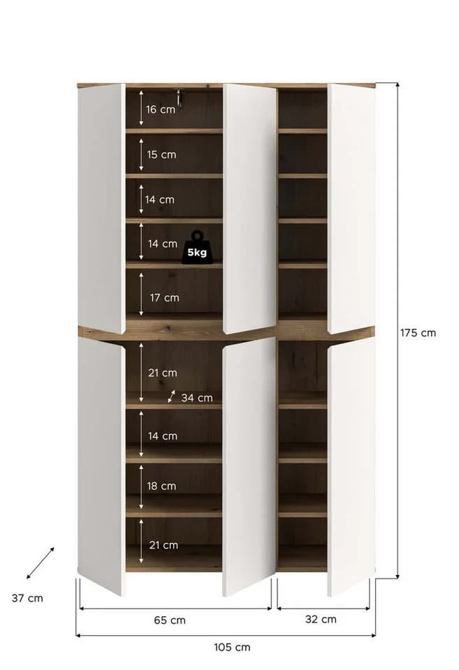 furnling Mehrzweckschrank Sarca 1 mit Kleiderstange und 6 Türen - Bild 5
