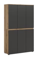 furnling Mehrzweckschrank Sarca 1 Kleiderstange 6 Türen Anthrazit/Eiche Bild 2