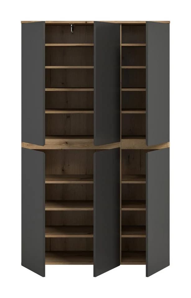 furnling Mehrzweckschrank Sarca 1 Kleiderstange 6 Türen Anthrazit/Eiche - Bild 4