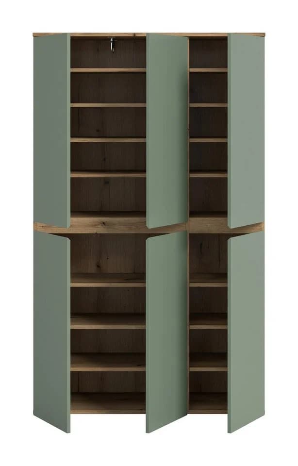 furnling Mehrzweckschrank Sarca 1 mit Kleiderstange, 6 Türen, 18 Fächer, Grün - Bild 4
