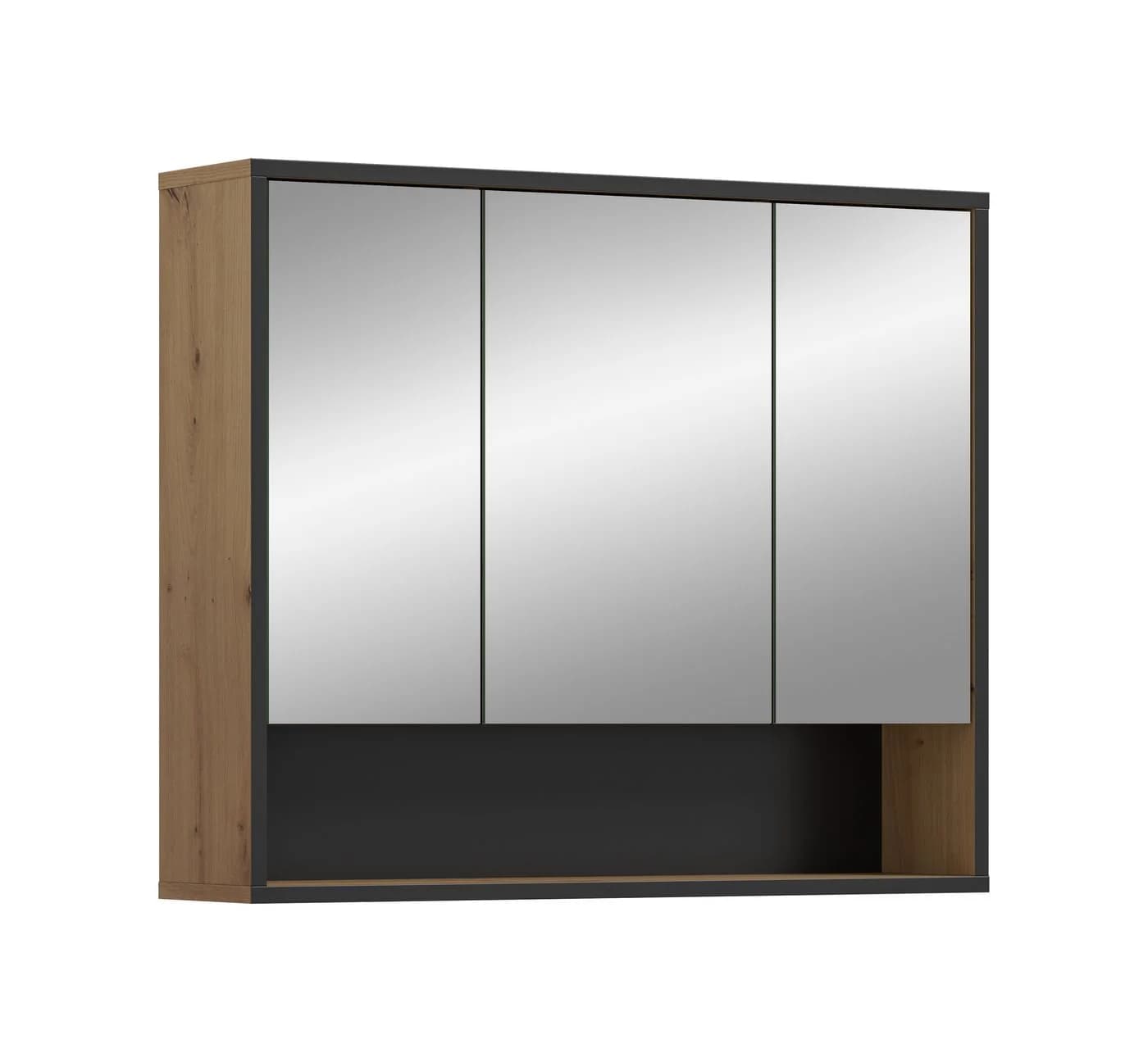 furnling Badezimmerspiegelschrank Benno 3 Spiegeltüren Braun - Bild 2