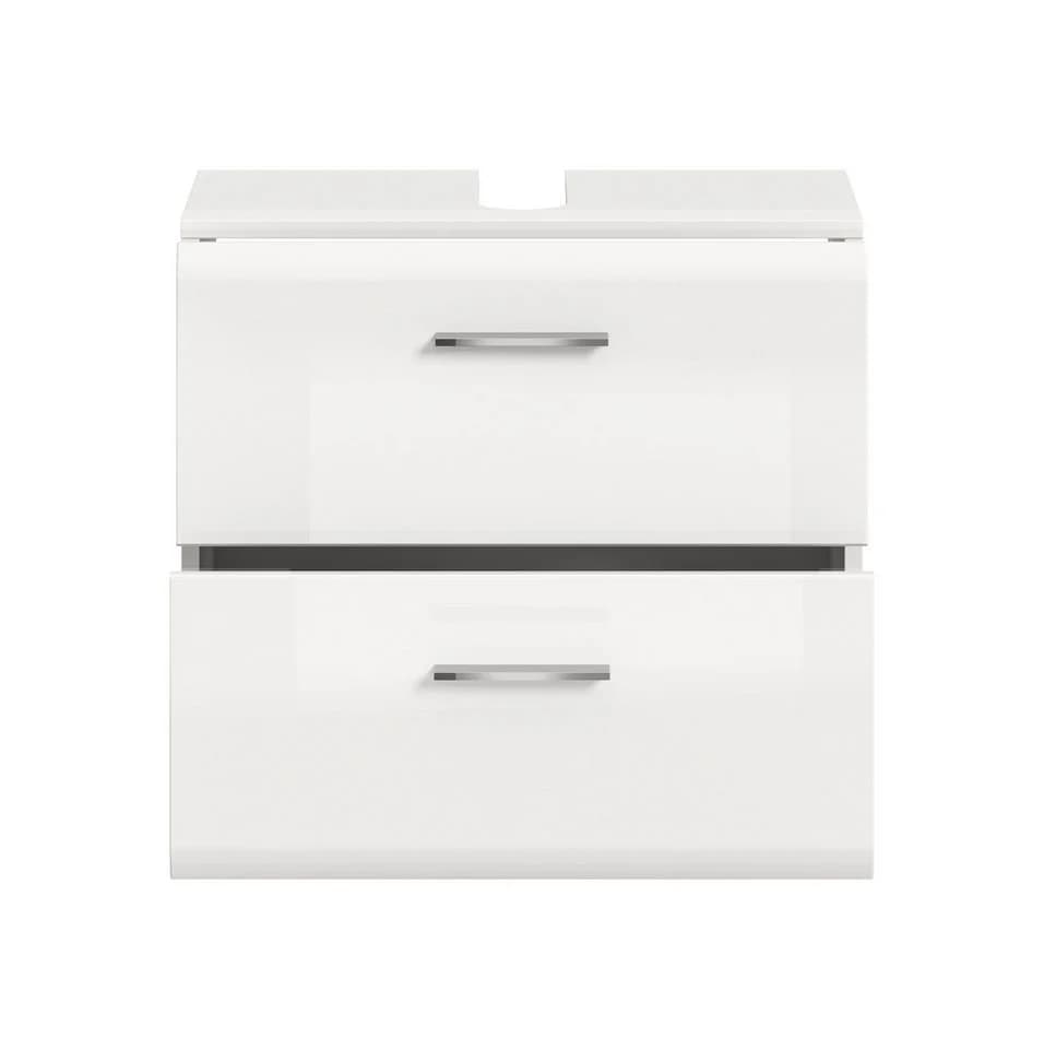 furnling Waschbeckenunterschrank Ivy Weiß Hochglanz mit 2 Schubladen & Rollen - Bild 4