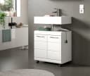 furnling Waschbeckenunterschrank Scott Weiß Hochglanz mit Rollen Bild 1