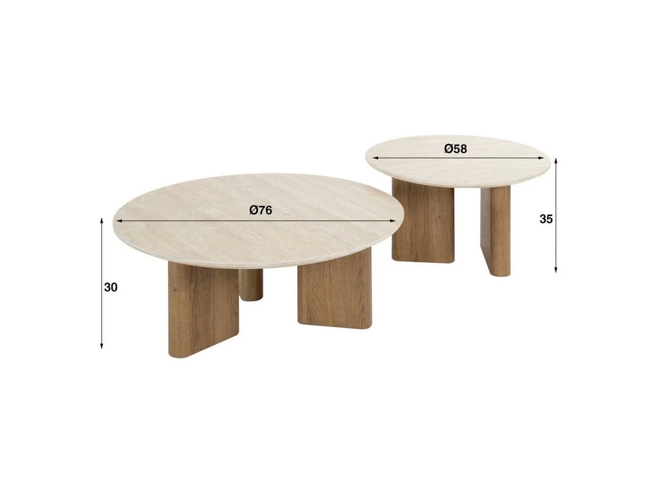 Feeling4Home Couchtisch 2er-Set Joradis Keramik Travertin-Optik Rund - Bild 4