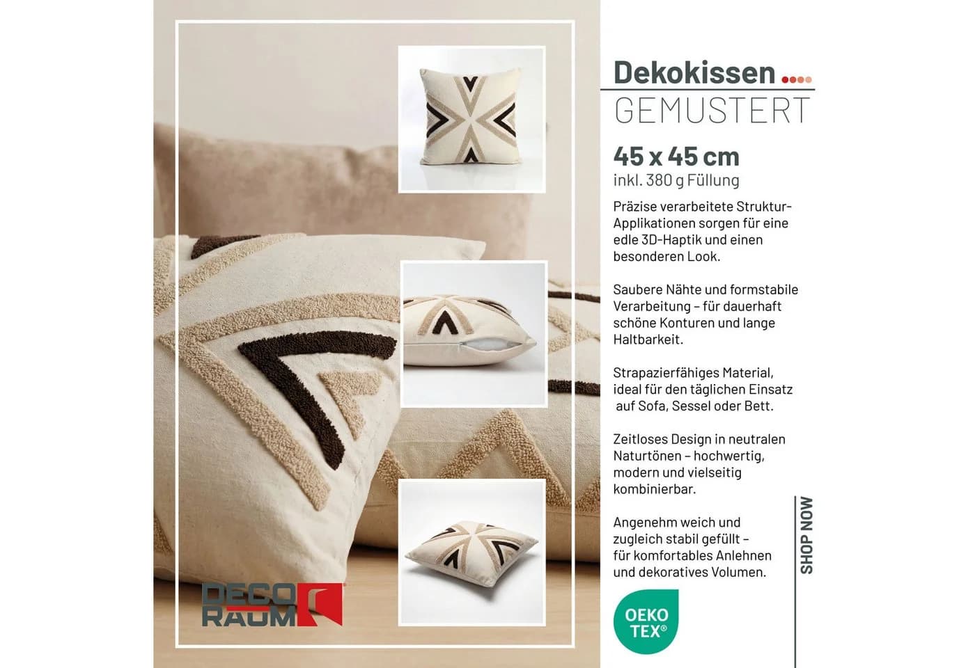 Deco-Raum Dekokissen Set 2-tlg. Beige Nordic Arrow Design - Bild 4