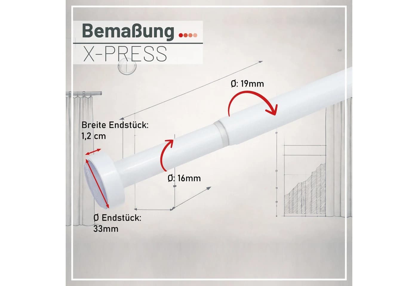Deco-Raum Duschvorhangstange X-press Weiß - Bild 5