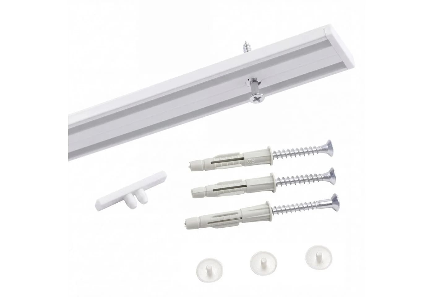 Deco-Raum Gardinenschiene Minimal 2-läufig Aluminium Kürzbar Schwarz/Weiß