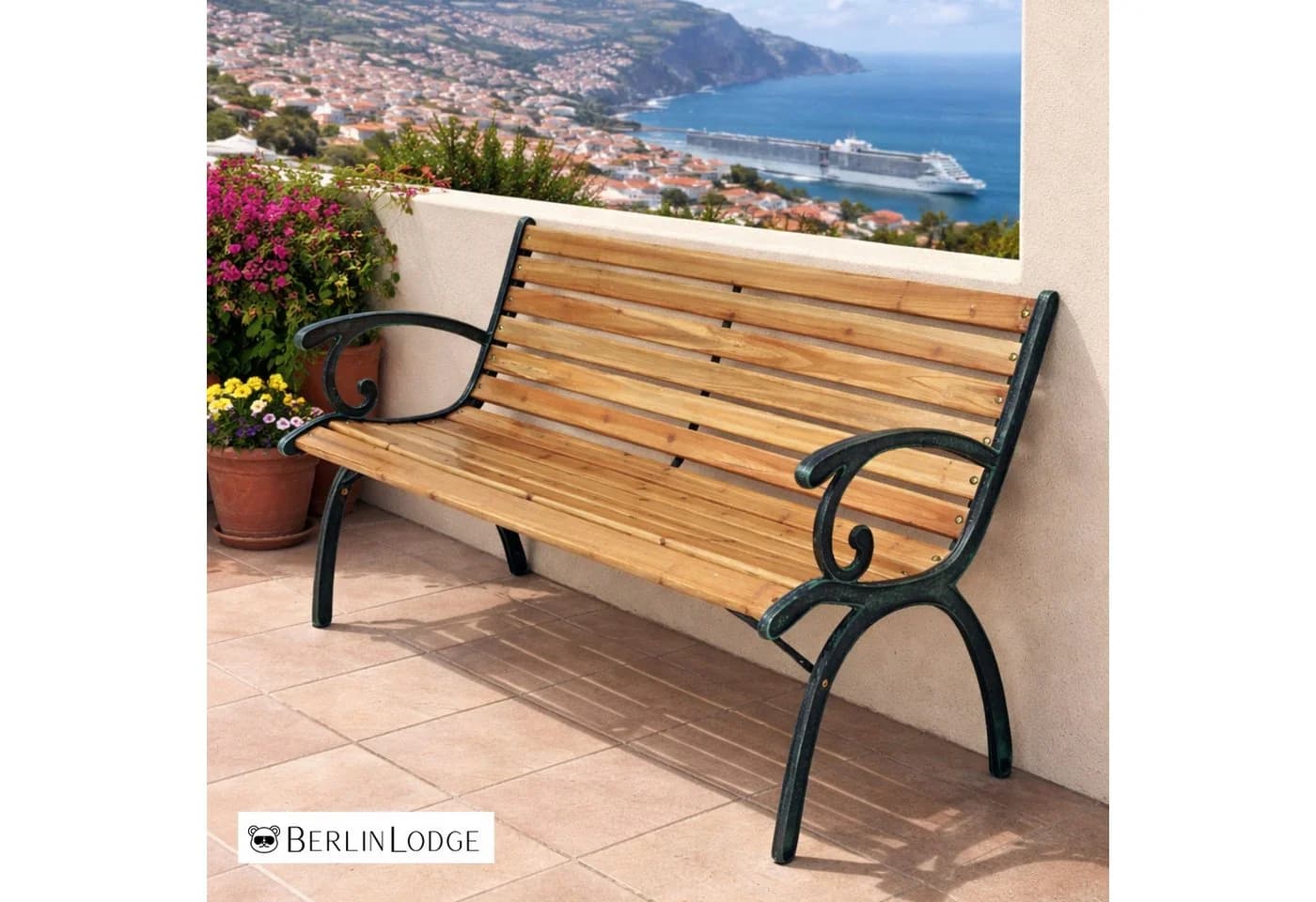 PROREGAL Gartenbank MADEIRA Holz Gusseisen 2-Sitzer wetterfest rustikal - Bild 5