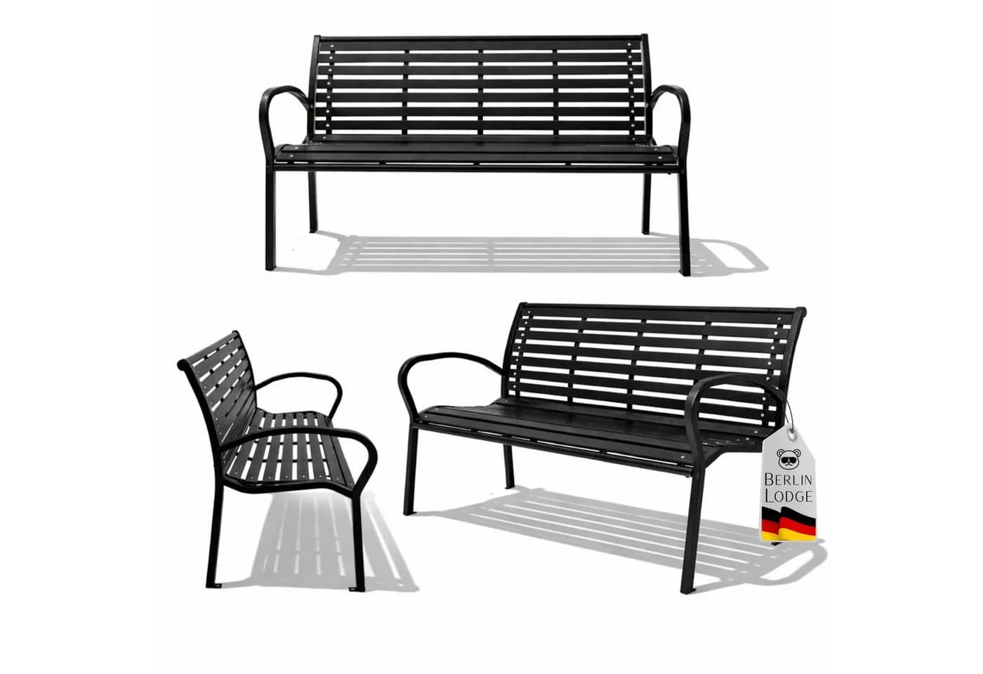 PROREGAL Gartenbank MYKONOS Schwarz 3-Sitzer Holzoptik - Bild 2