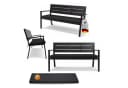PROREGAL® Gartenbank MALLORCA 3-Sitzer Schwarz Kunststoff Holzoptik Bild 2
