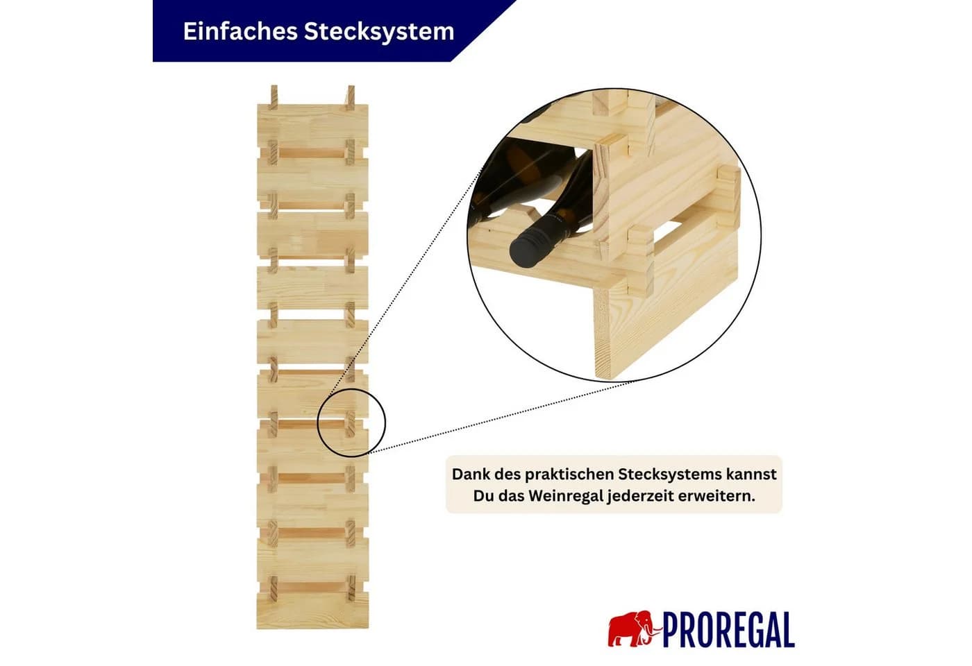 PROREGAL® Weinregal NAVARRA aus Holz Natur - Bild 5
