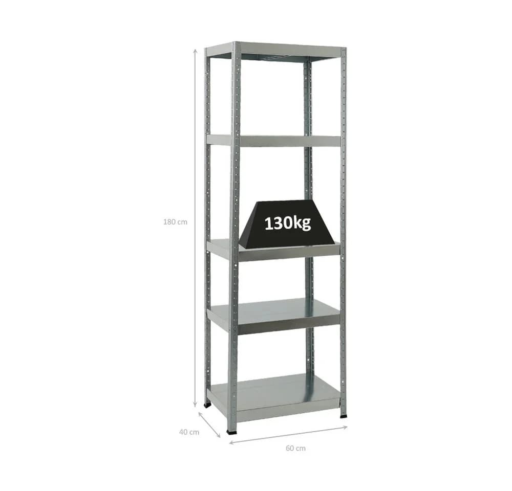 PROREGAL® Schwerlastregal STEEL EAGLE Metallsteckregal 5 Stahlböden 180x60x40cm - Bild 3