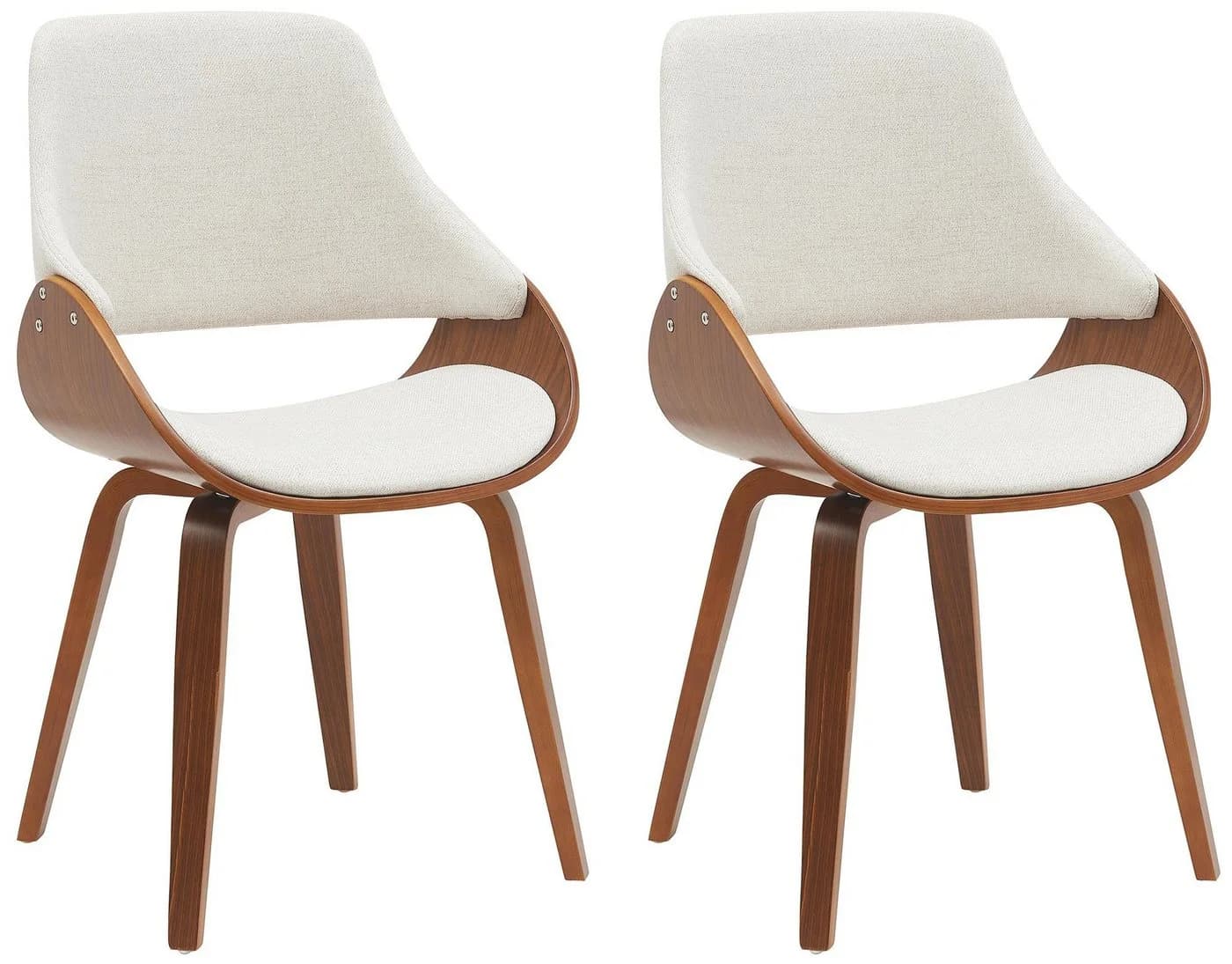 PROREGAL® Esszimmerstuhl MINNEAPOLIS 2er Set Creme/Walnuss Bugholz - Bild 2