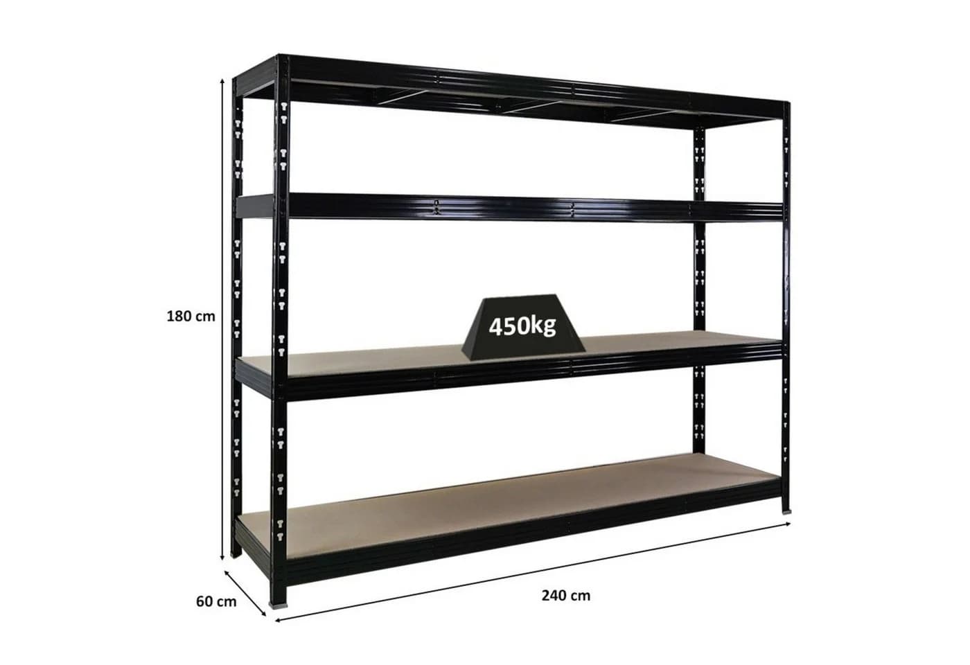 PROREGAL® Schwerlastregal RHINO Schwarz Stahl 240x180x60 cm - Bild 3