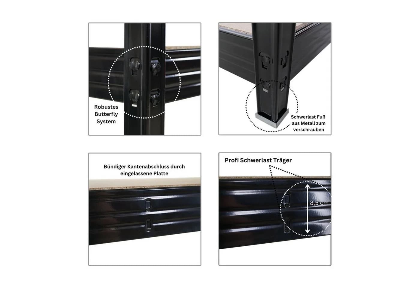 PROREGAL® Schwerlastregal RHINO Schwarz Stahl 240x180x60 cm - Bild 4