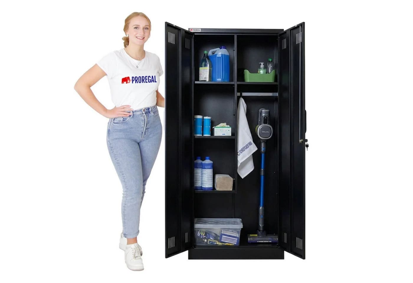 PROREGAL Mehrzweckschrank RHINO Abschließbar Schwarz Stahl - Bild 4