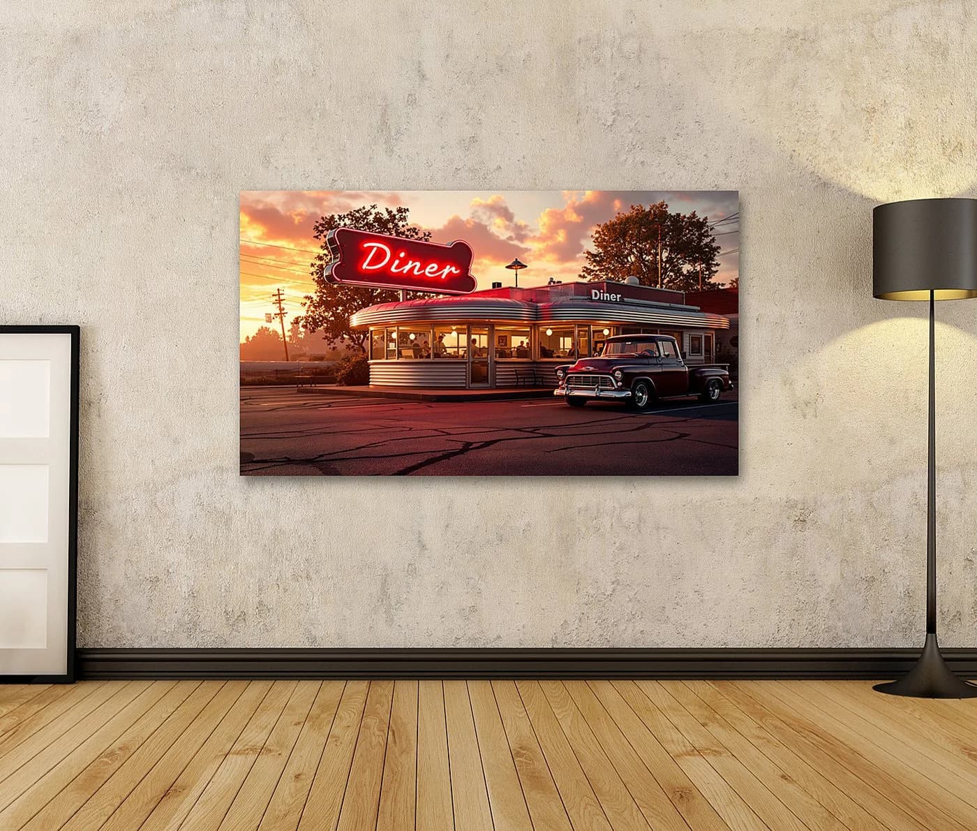 islandburner Leinwandbild Amerikanischer Diner Retro 50er Jahre Bunt