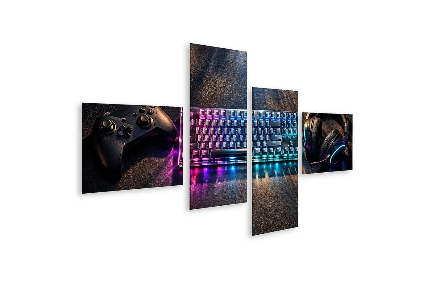 islandburner Leinwandbild Gaming Setup RGB 4-teilig bunt - Bild 2