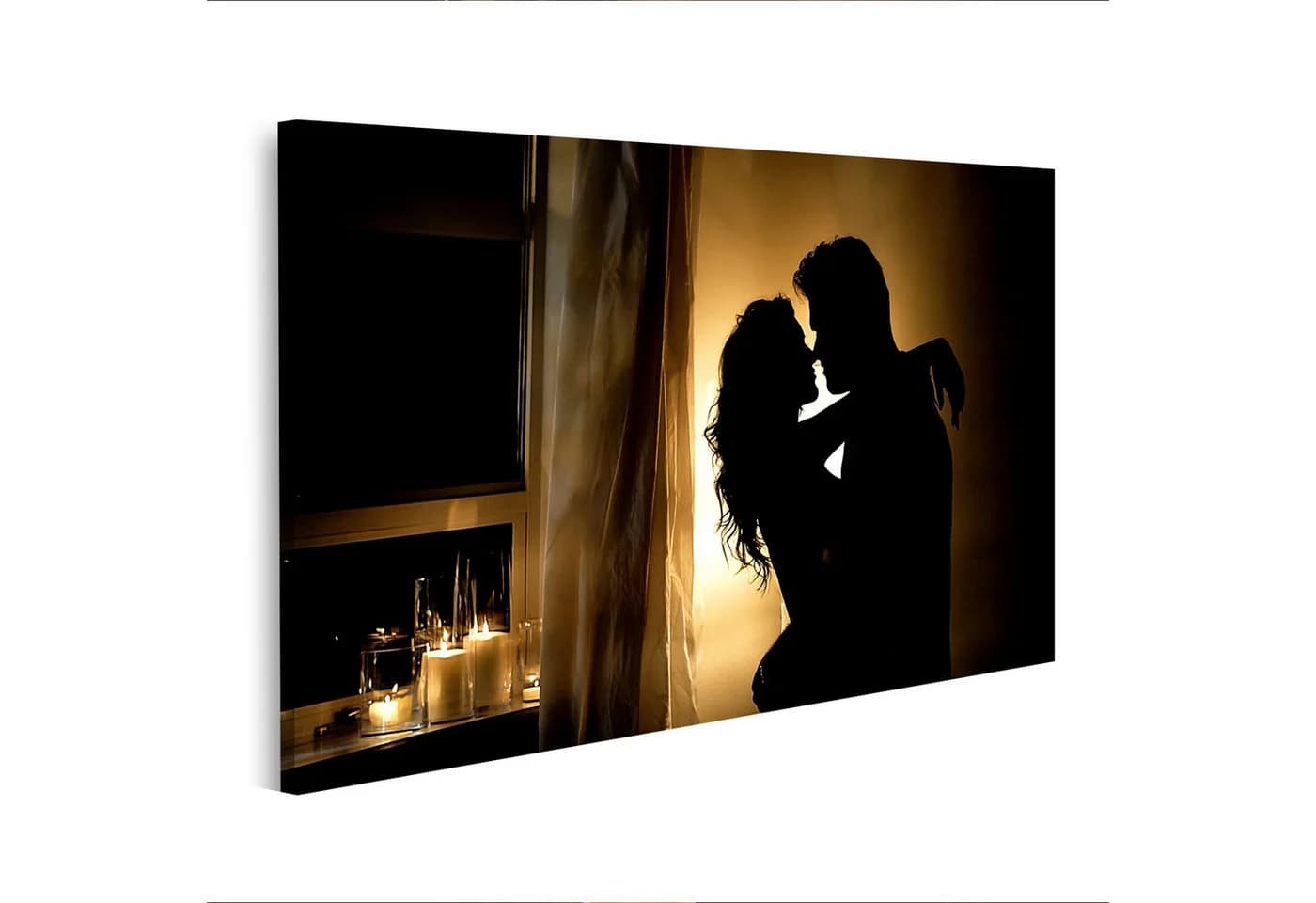 islandburner Leinwandbild Romantische Silhouette Paar Schlafzimmer - Bild 2