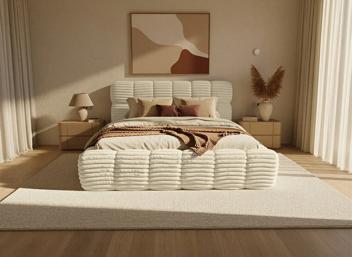 thematys Polsterbett mit Bettkasten 200x200cm Cord-Stoff - Bild 2