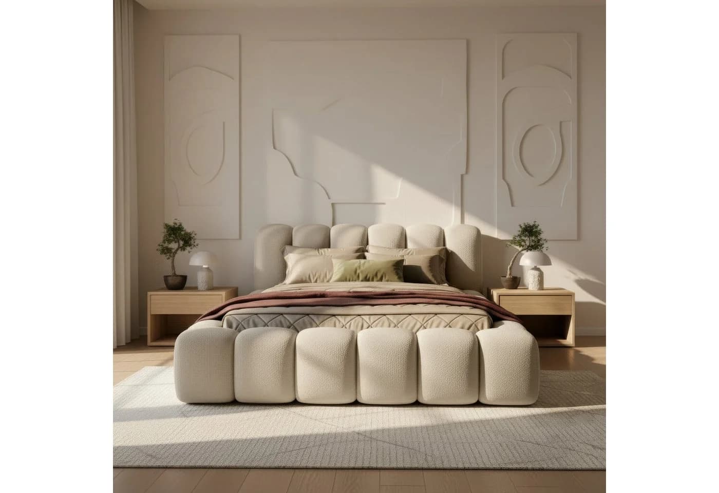 thematys Polsterbett mit Bettkasten 200x200cm Bouclé-Stoff - Bild 2