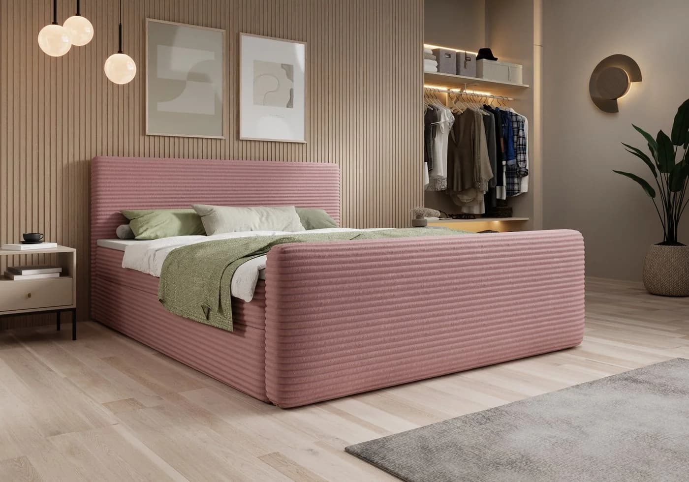 thematys Boxbett Cord mit Bettkasten Rosa - Bild 2