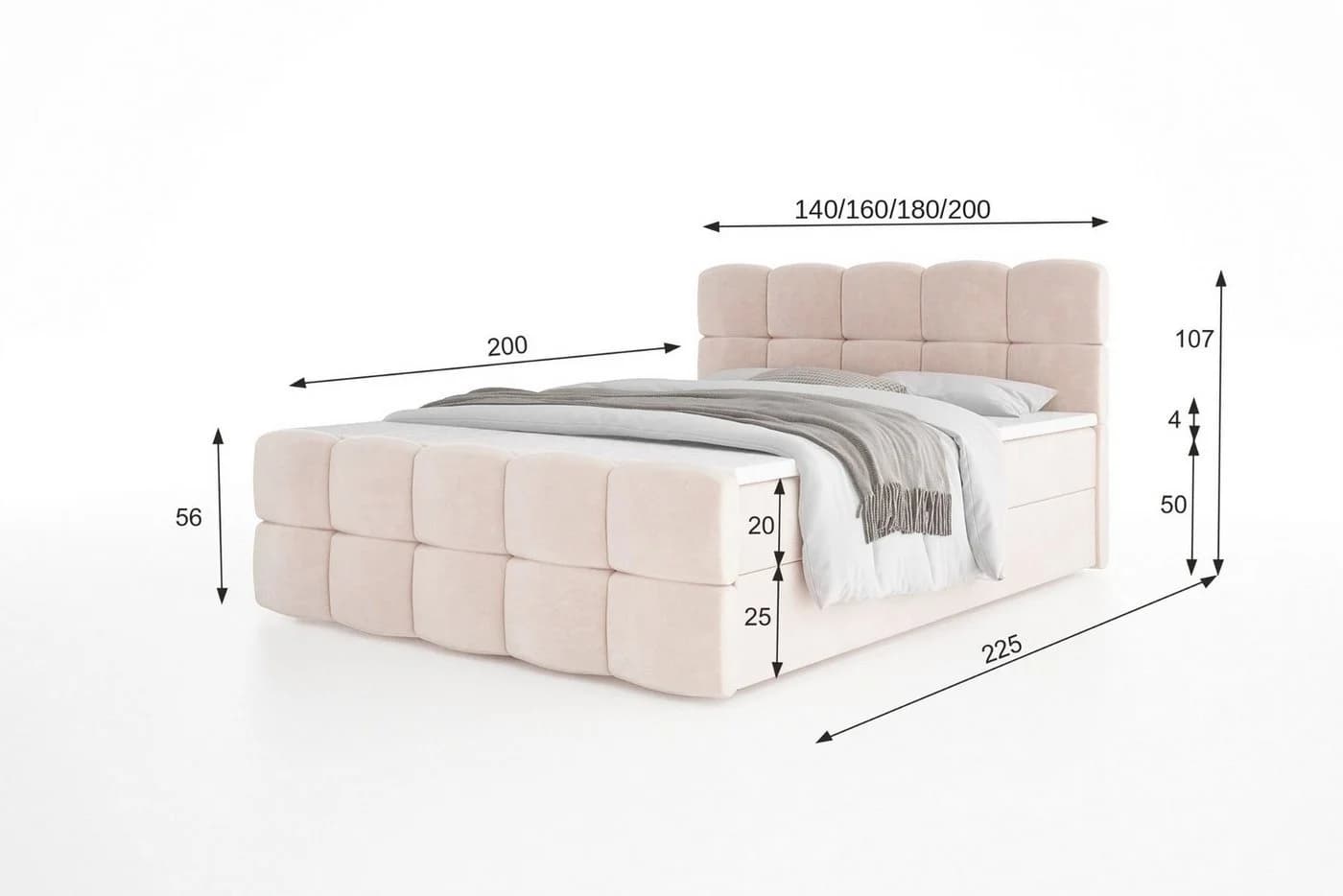 thematys Boxbett mit Bettkasten Velours oder Bouclé Bezug - Bild 4
