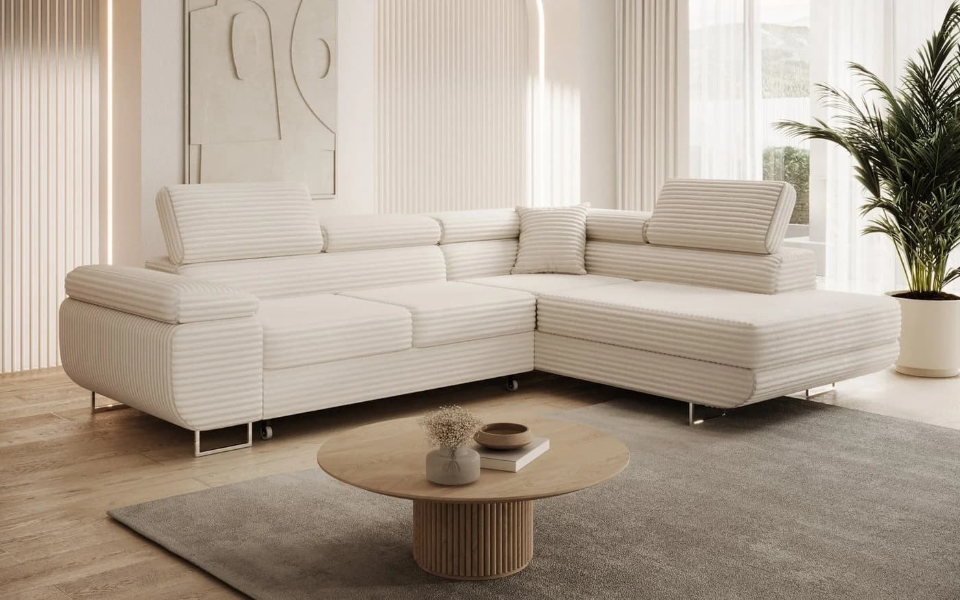 thematys Ecksofa ASTON Cordstoff TILIA Schlaffunktion - Bild 2