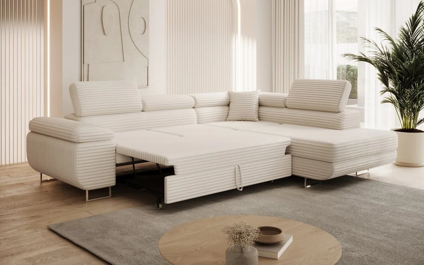 thematys Ecksofa ASTON Cordstoff TILIA Schlaffunktion - Bild 3