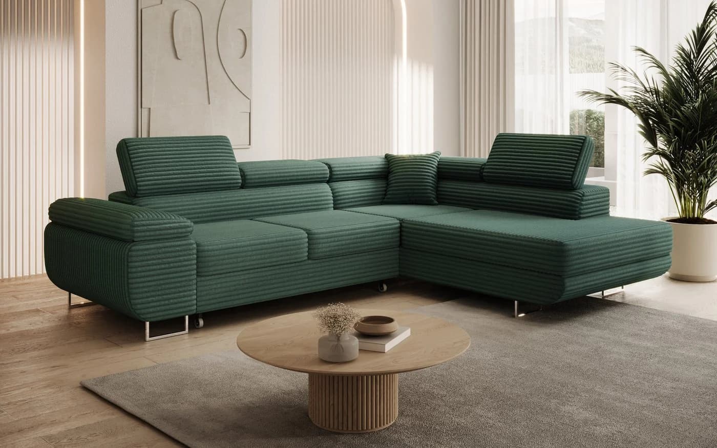 thematys Ecksofa ASTON mit Schlaffunktion & Bettkasten – Cordstoff TILIA - Bild 2