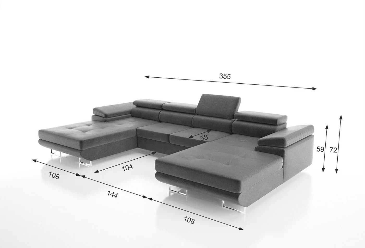 thematys Ecksofa GRENADA U-Form mit Schlaffunktion und Bettkasten - Bild 3