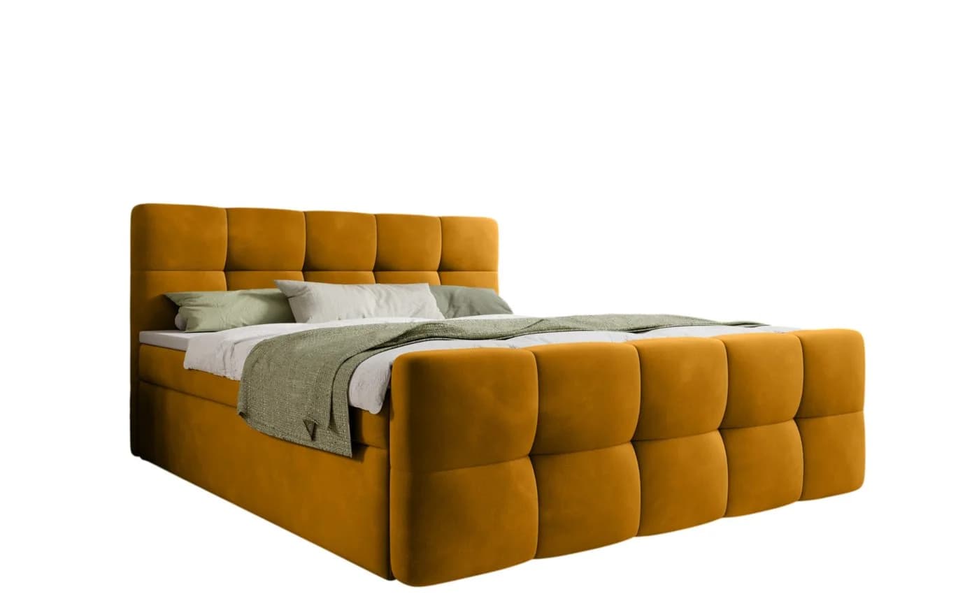 thematys Boxspringbett mit Bettkasten Velours Bouclé H3 Topper - Bild 3