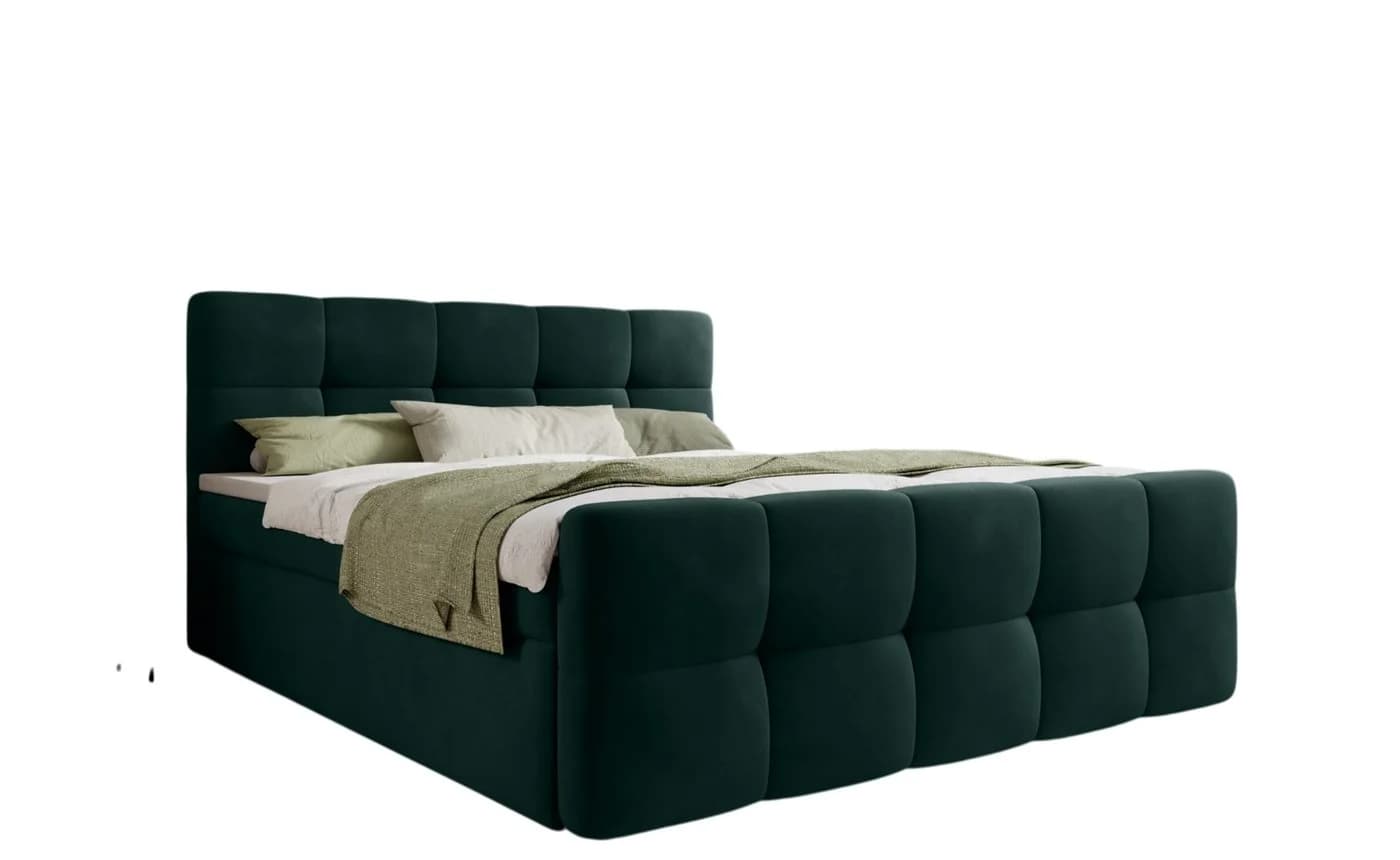 thematys Boxspringbett mit Bettkasten Grün Velours - Bild 4