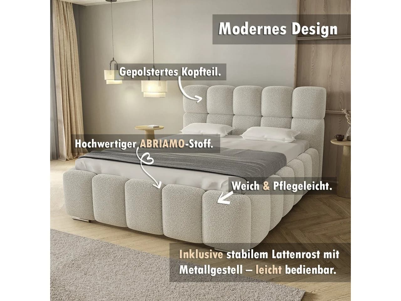 thematys Polsterbett mit Bettkasten & Lattenrost 140-200cm