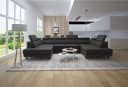 thematys Ecksofa LUNA U mit Schlaffunktion & Bettkasten – Schwarz Velours Bild 2