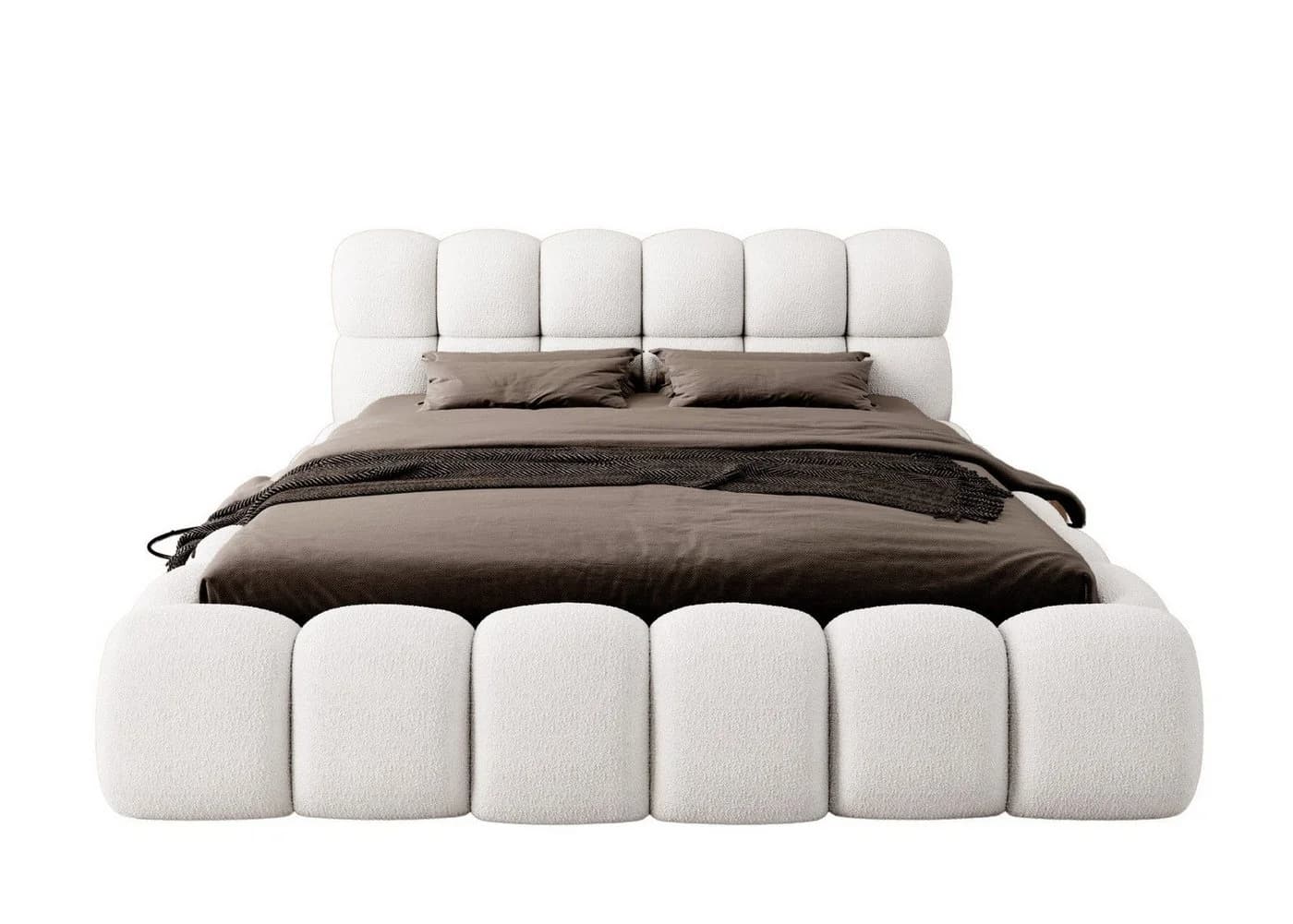 thematys Polsterbett mit Bettkasten Bouclé Weiß/Beige - Bild 5