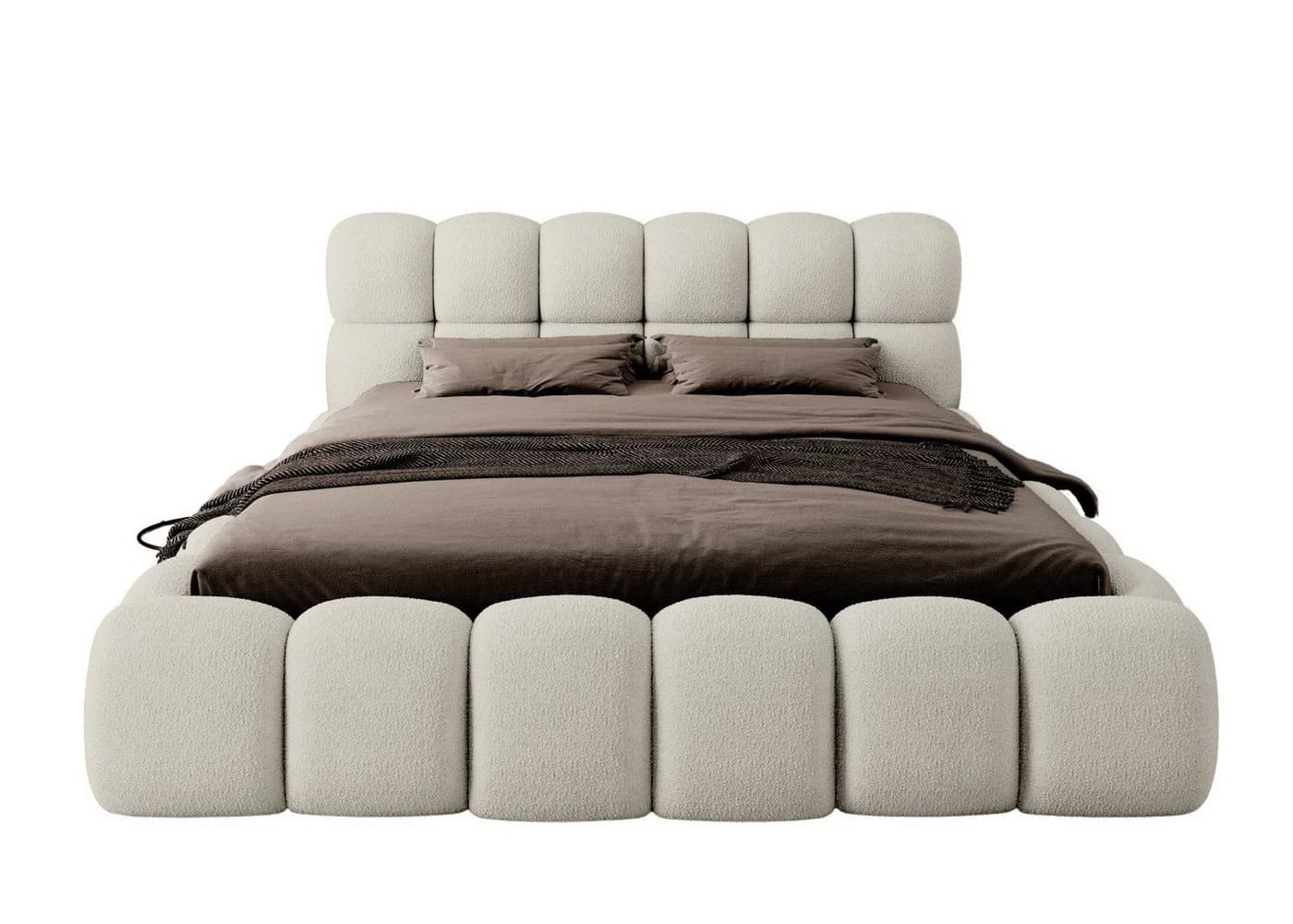 thematys Polsterbett mit Bettkasten Bouclé Weiß/Beige - Bild 5