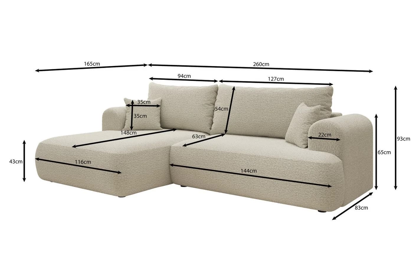 thematys Ecksofa MODO L-Form mit Schlaffunktion Beige Cord - Bild 5