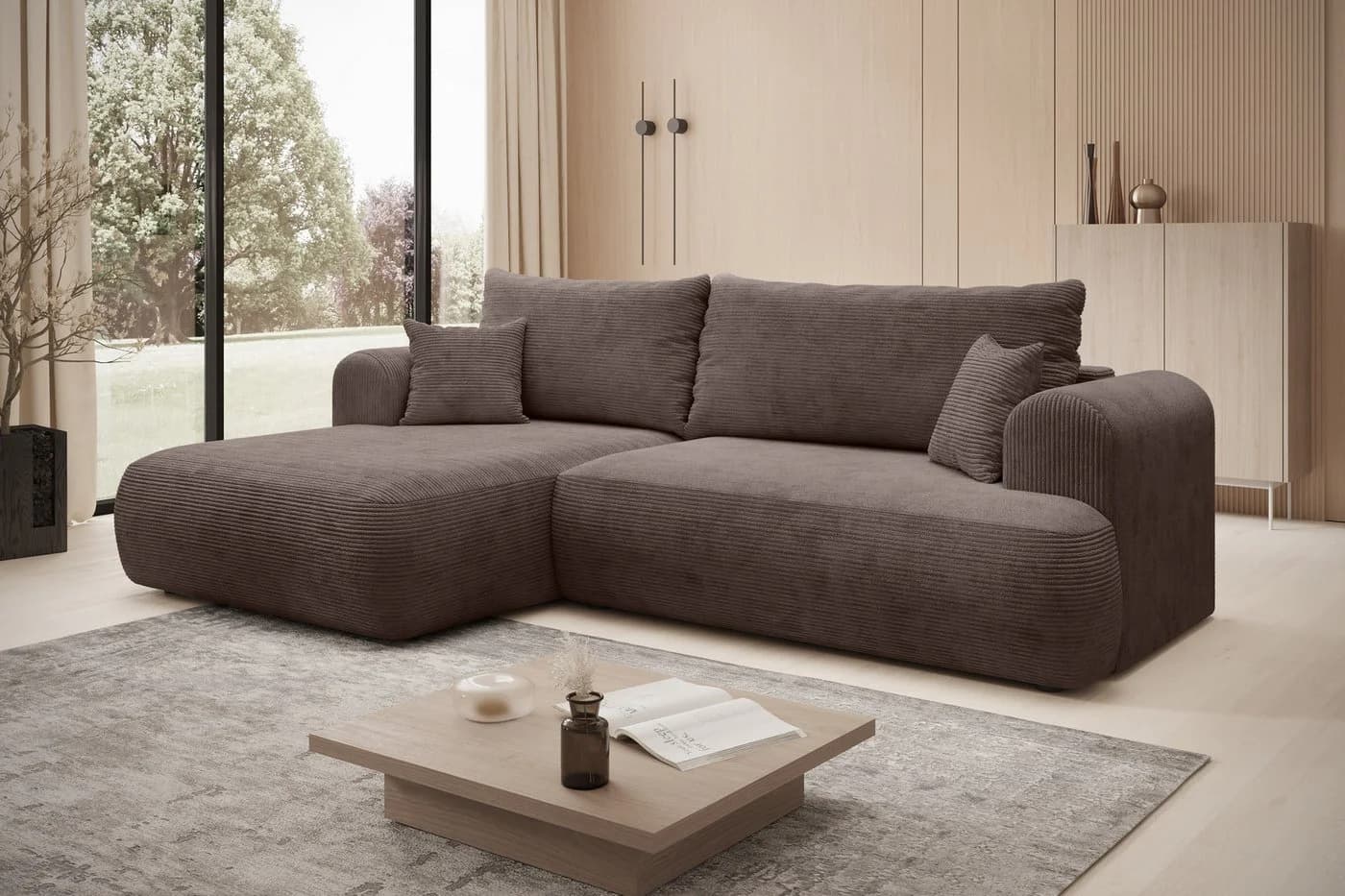 thematys Ecksofa MODO L-Form mit Schlaffunktion und Bettkasten Braun - Bild 2