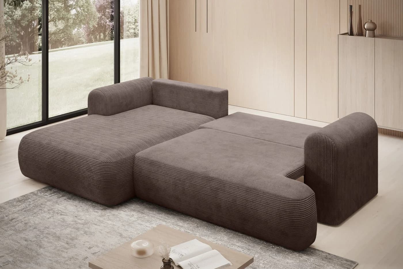 thematys Ecksofa MODO L-Form mit Schlaffunktion und Bettkasten Braun - Bild 3