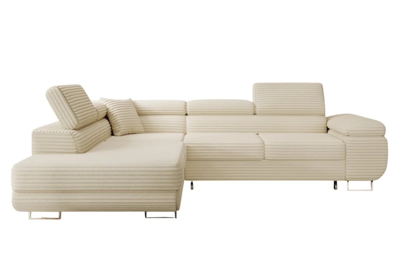 thematys Ecksofa ASTON mit Schlaffunktion & Bettkasten – Cordstoff TILIA Beige - Bild 5