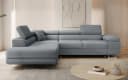 thematys Ecksofa ASTON mit Schlaffunktion & Bettkasten – Cordstoff TILIA Grau Bild 1